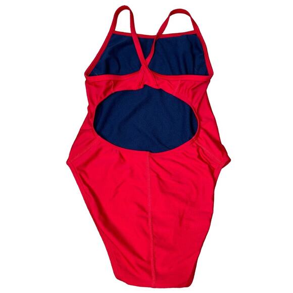 Life Guard swimsuit one piece red GUARD open round back S LG red/white Bay Watch - Picture 3 of 7
